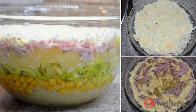 Recept Vrstvený salát s celerem a ananasem